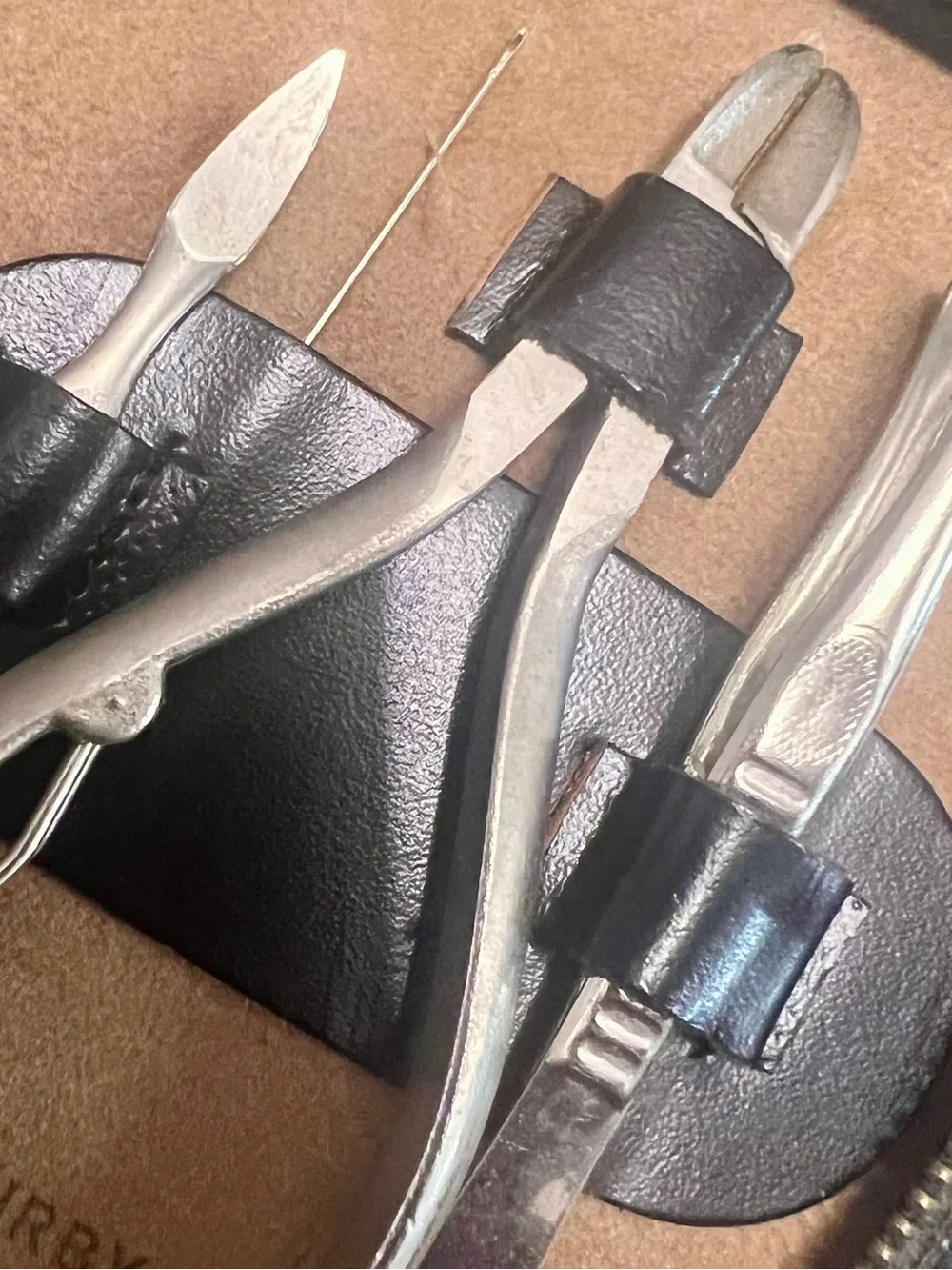 VTG Austrian Manicure Grooming Set Top Grain Cowhide Leather Case MCM
